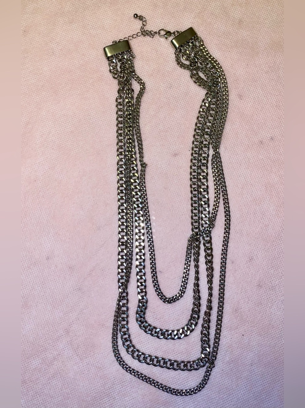 Multi-Strand Gunmetal Layered Necklace - Women Jewelry